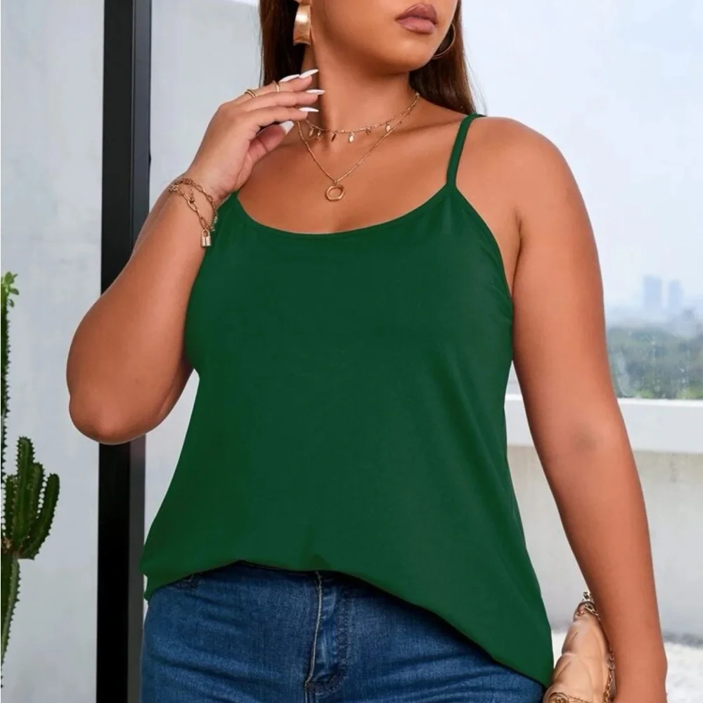 Green CrissCross-Back Flowy Cami Top NWOT - Picture 3 of 12